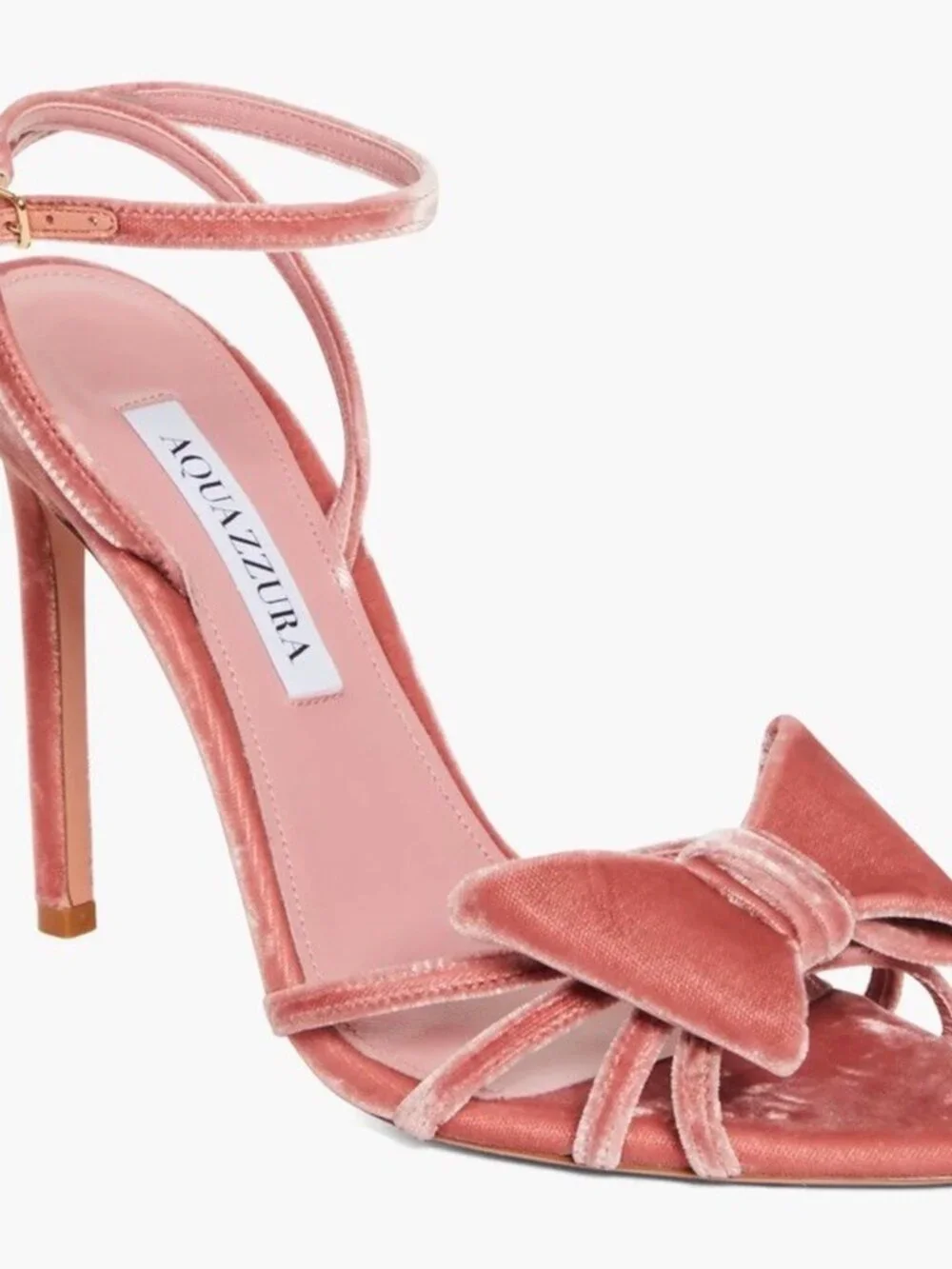 Aquazzura Black Tie 105 Bow-embellished Stiletto Sandals In Pink Velvet - Picture 7 of 8